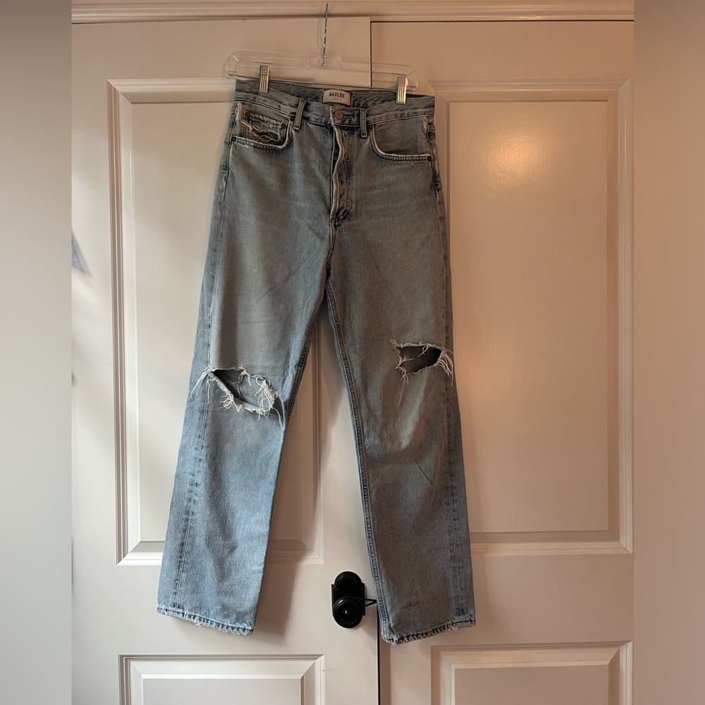 Agolde Straight Leg Ripped Jeans